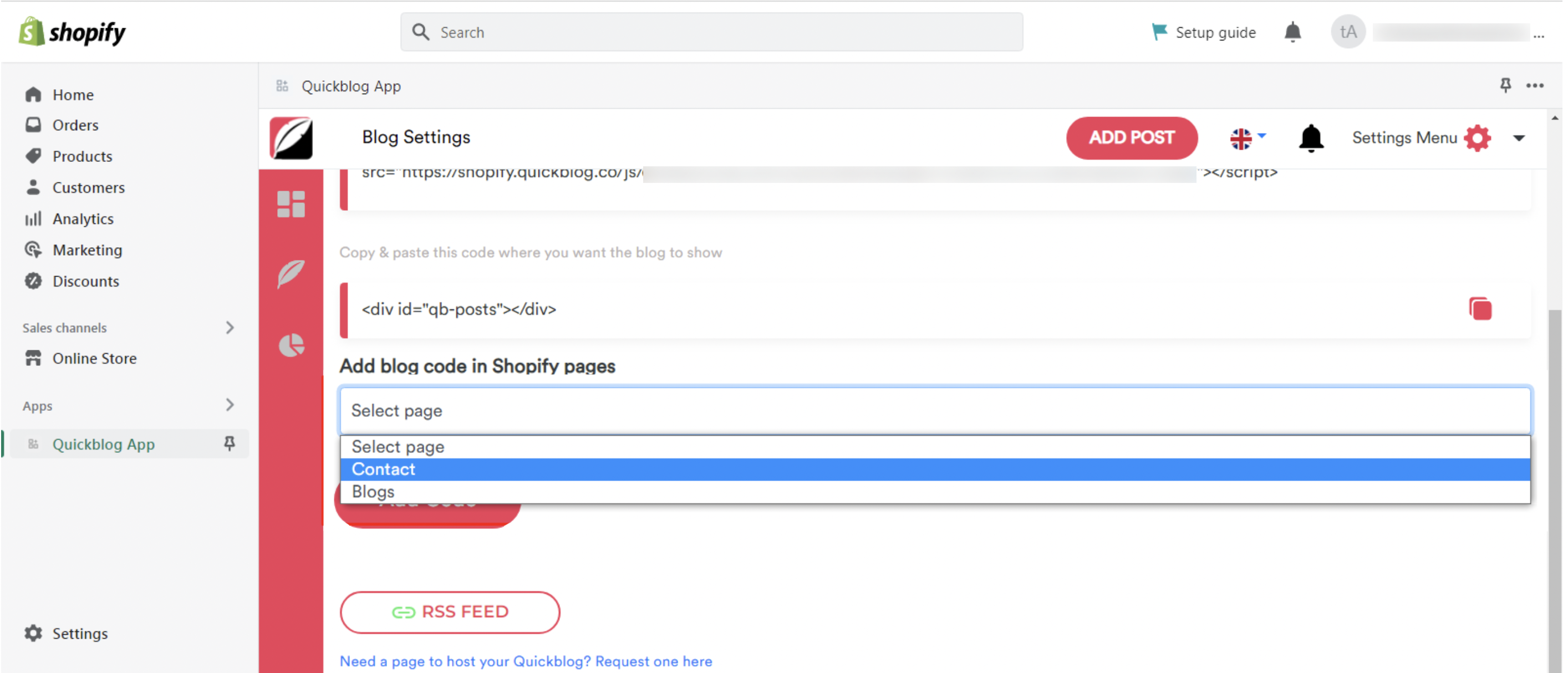 Quickblog | Add Blog Code to Shopify